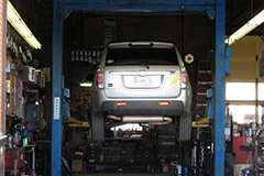A vehicle lift at Dick's Auto Service, Inc.